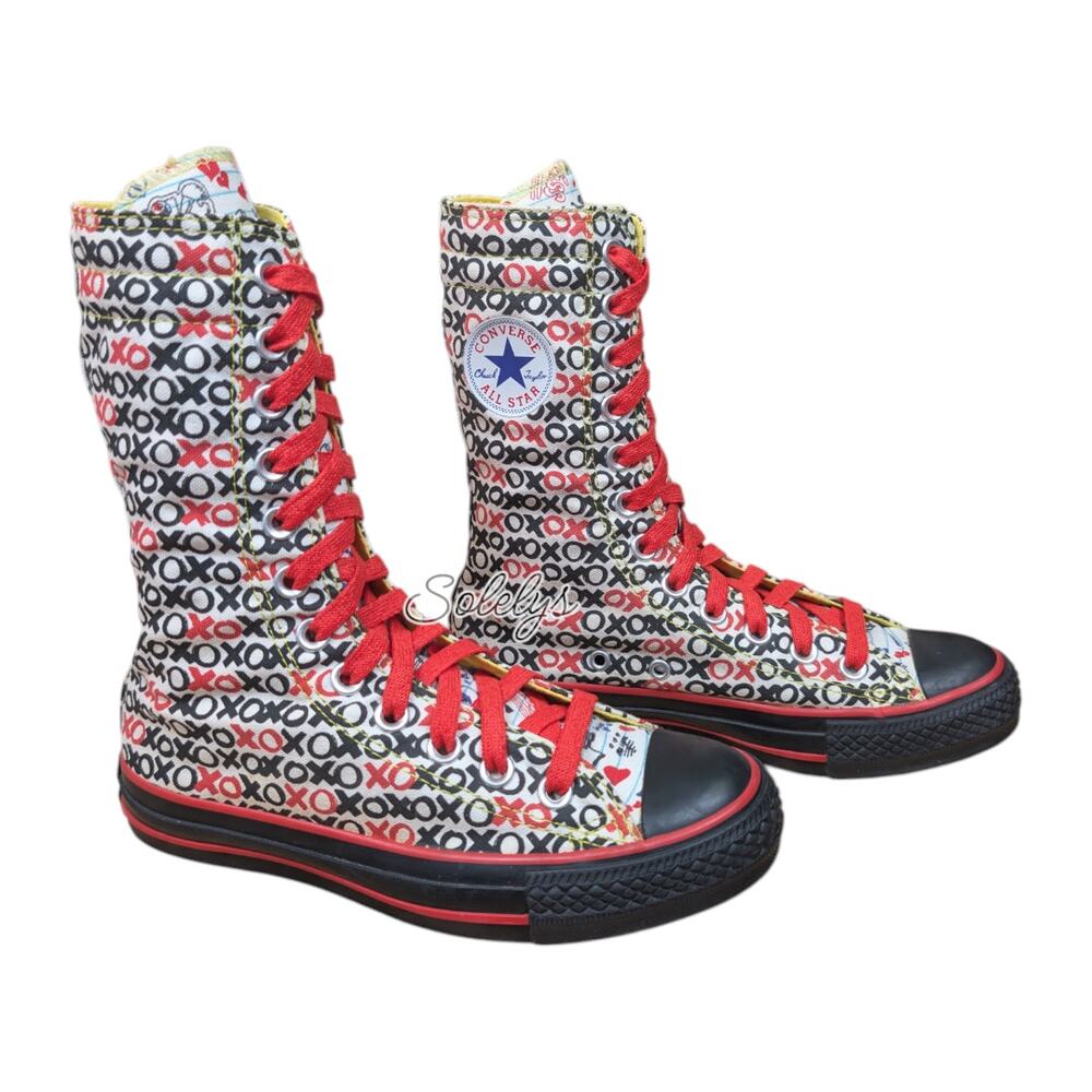 Converse 2011 XHI Extra Calf High Custom White Black Red XOXO Sneaker Womens 5 - Picture 5 of 11